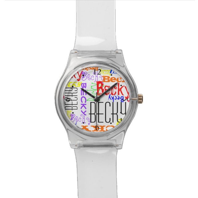 Reloj De Pulsera Collage de nombres personalizados personalizado pe (De cerca)