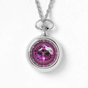 Reloj De Pulsera Collar de nacimiento de julio redondo, plateado