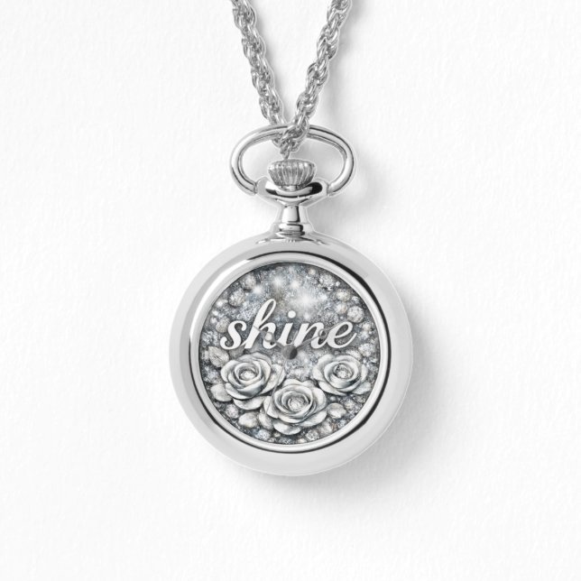 Reloj De Pulsera Collar Floral de Plata Brillante (Anverso)