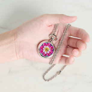 Reloj De Pulsera Collarette rosa y blanca Dahlia Floral