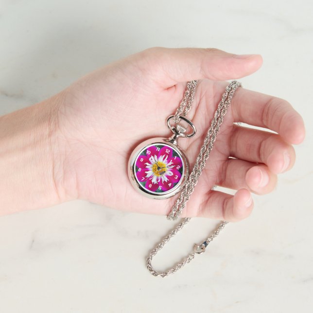 Reloj De Pulsera Collarette rosa y blanca Dahlia Floral (Mano)