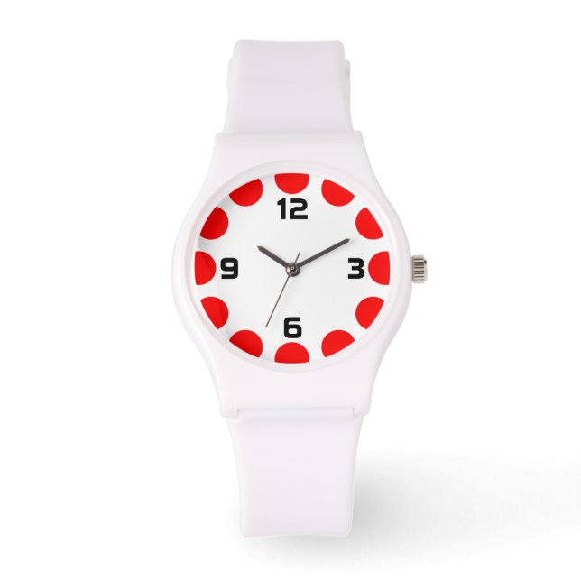 Reloj De Pulsera Color Crescent - rojo sobre blanco (Anverso)