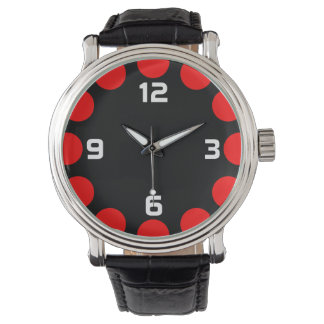 Reloj De Pulsera Color Crescent - rojo sobre negro