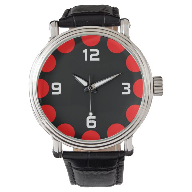 Reloj De Pulsera Color Crescent - rojo sobre negro (Anverso)