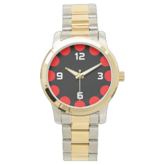 Reloj De Pulsera Color Crescent - rojo sobre negro