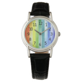 Reloj De Pulsera Color de agua colorido Patrón Arcoiris vertical |