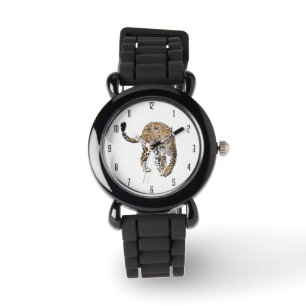 Reloj De Pulsera color de agua leopardo jungla gato pintado de verd