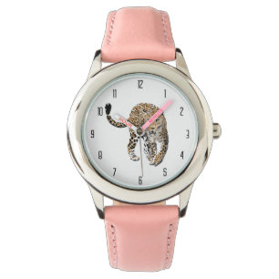 Reloj De Pulsera color de agua leopardo jungla gato pintado de verd