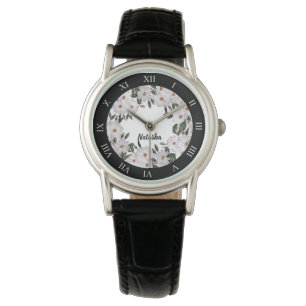 Reloj De Pulsera Color de agua Rosas rosa pálido blanco Círculo d
