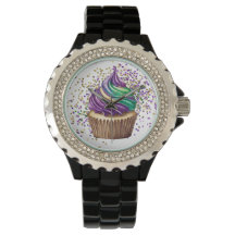 COLOR DE AGUA VERDE PURPLE MARDI GRAS CUPCAKE