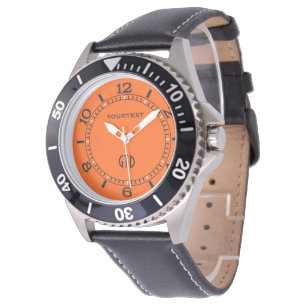 Reloj De Pulsera Color De Fondo Naranja Personaliza Esto!