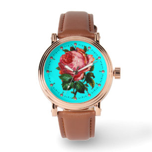 Reloj De Pulsera COLOR DE ROSA ROSADO HERMOSO CON el azul de la