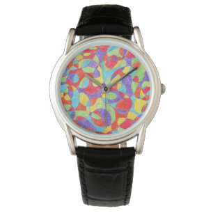 Reloj De Pulsera Color del arcoiris Mano Dibujo Patrón de Doodle de
