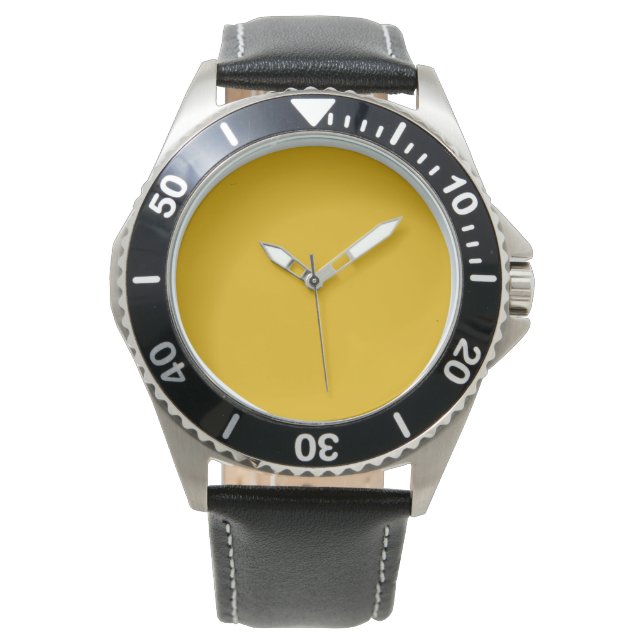 Reloj De Pulsera Color sólido amarillo mostaza (Anverso)