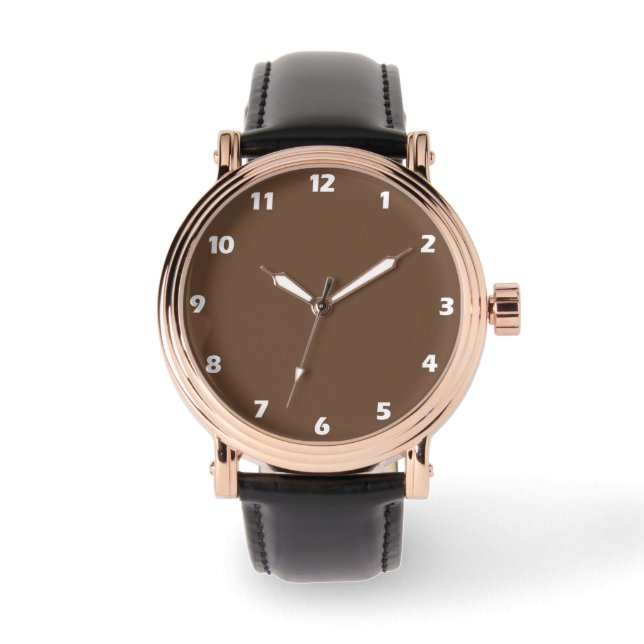 Reloj De Pulsera Color sólido café marrón (Anverso)