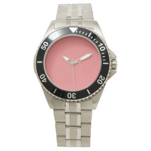 Reloj De Pulsera Color sólido de color coral pastel   Clásica   Ele