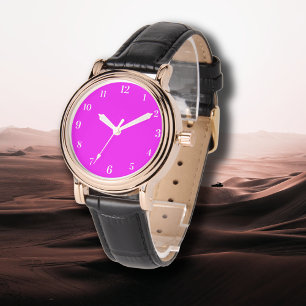 Reloj De Pulsera Color sólido fucsia Clásico Elegante