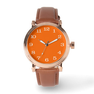 Reloj De Pulsera color sólido naranja de neón blanco