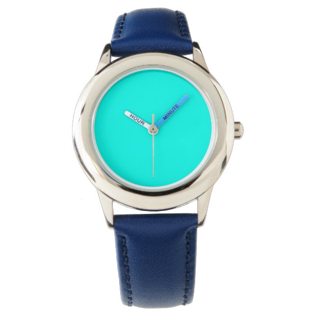 Reloj De Pulsera Color sólido neón turquesa | Clásica (Anverso)