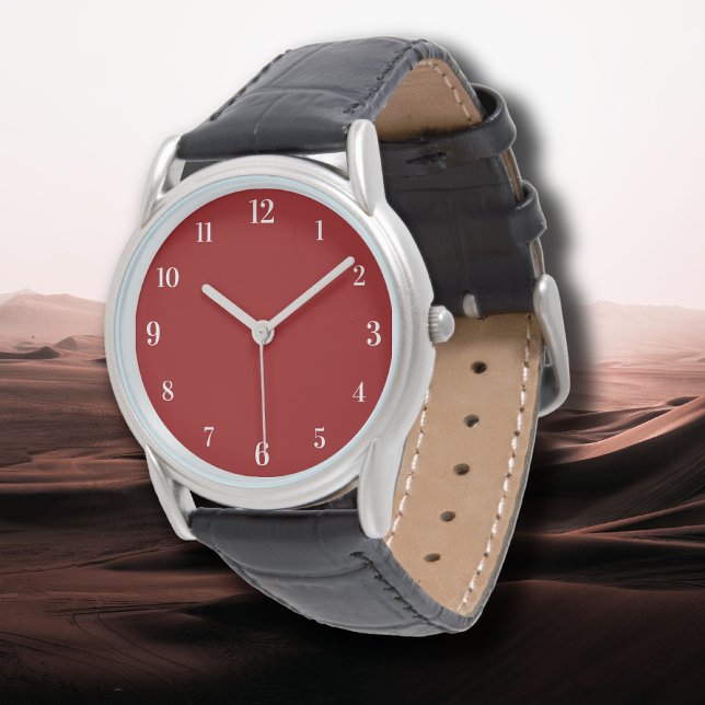 Reloj De Pulsera Color sólido rojo Crimson | Clásica | Elegante (Subido por el creador)