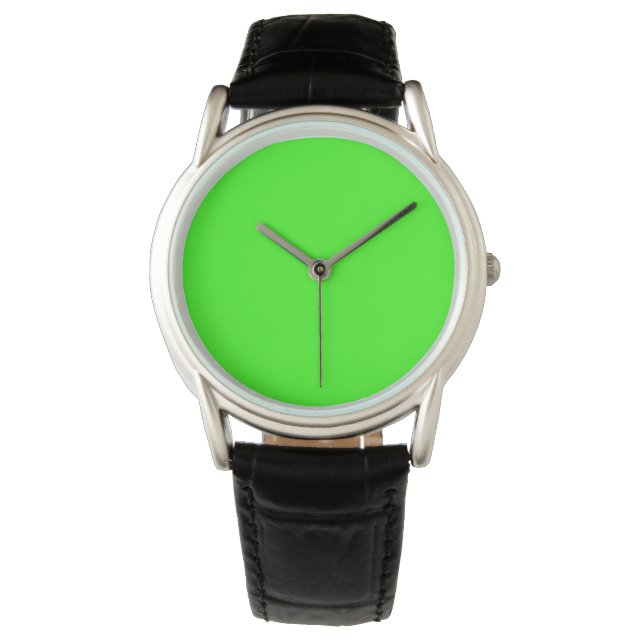 Reloj De Pulsera Color sólido verde neón | Clásica (Anverso)