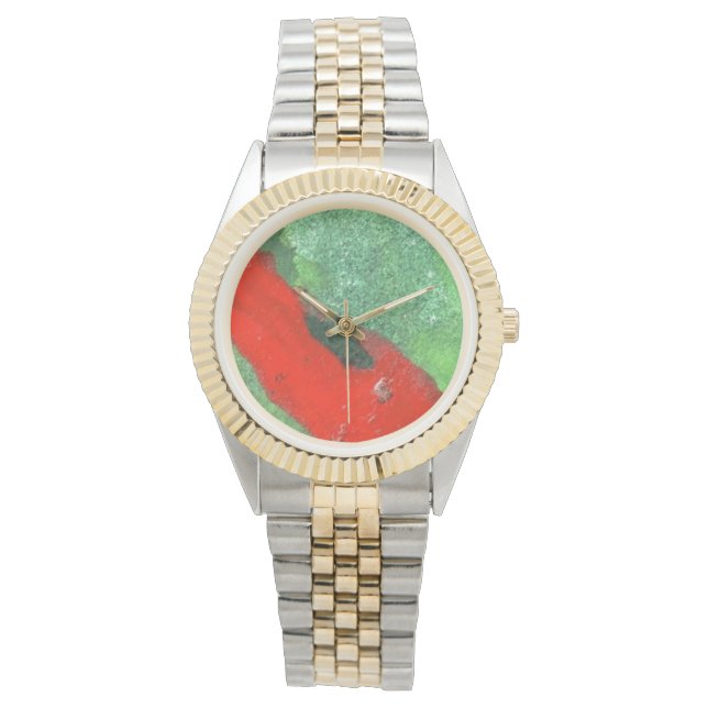 Reloj De Pulsera Colores contrastantes rojos y verdes (Anverso)
