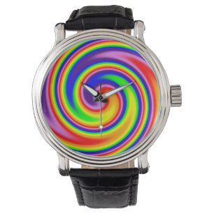 Reloj De Pulsera Colores de arcoiris brillantes en espiral de flujo