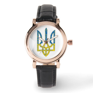 Reloj De Pulsera Colores de la bandera de Ucrania con textura de tr
