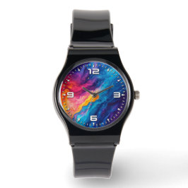 Reloj De Pulsera Colores de pintura acrílica de arcoíris abstracto 