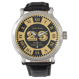 Reloj De Pulsera Colores Jersey Number Black and Gold Varsity