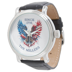 Reloj De Pulsera Colores patrióticos personalizados Águila audaz de