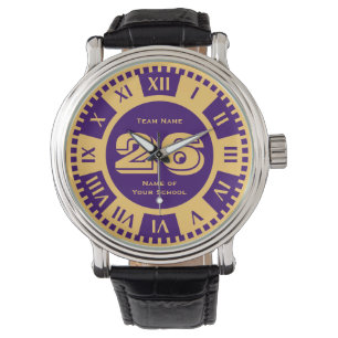 Reloj De Pulsera Colores Royal Purple y Gold Varsity Número Jersey