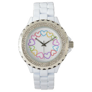 Reloj De Pulsera Colorful hearts linked together -Hearts