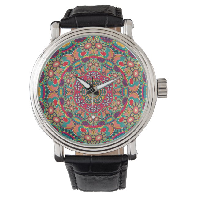 Reloj De Pulsera Colorful Ornate Kaleidoscope Mandala Pattern (Anverso)