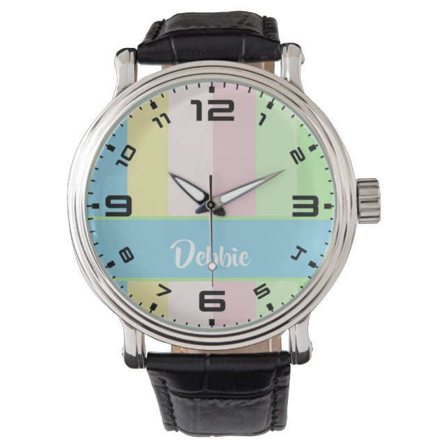 Reloj De Pulsera Colorful pastel palette stripes (Anverso)