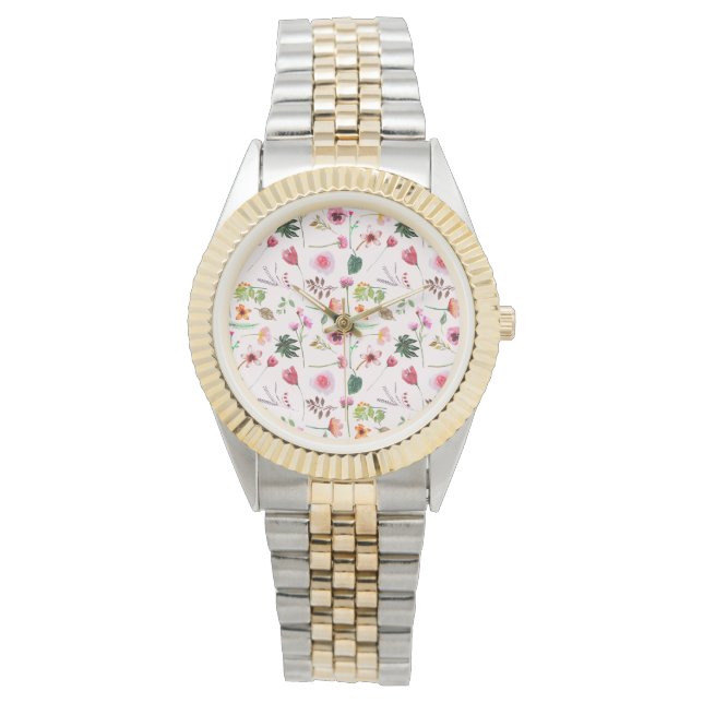 Reloj De Pulsera Colorful spring flowers watercolor pattern (Anverso)