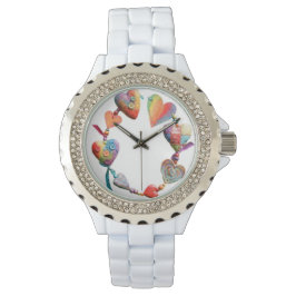 Reloj De Pulsera Colorful Whimsical Hearts