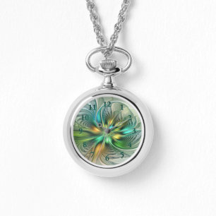 Reloj De Pulsera Colorida Fantasía Moderna Abstracto Flor Fractal