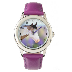 Reloj De Pulsera Colorida pintura de niños de caballos vigilar