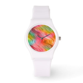 Reloj De Pulsera Colorida textura ondulada de flor de grúa