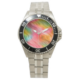 Reloj De Pulsera Colorida textura ondulada de flor de grúa