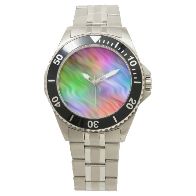 Reloj De Pulsera Coloridas flores silvestres textura ondulada (Anverso)