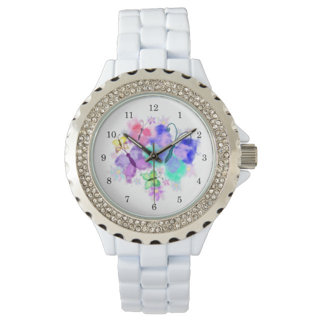 Reloj De Pulsera Coloridas mariposas observan (Anverso)
