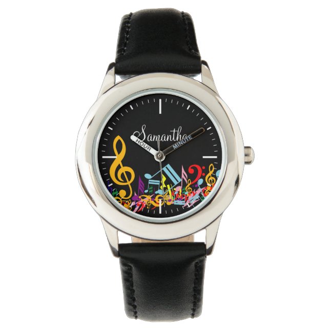 Reloj De Pulsera Coloridas notas de música Jumbleed personalizadas  (Anverso)