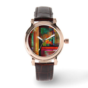 Reloj De Pulsera Coloridas plazas Patrón de arte abstracto moderno