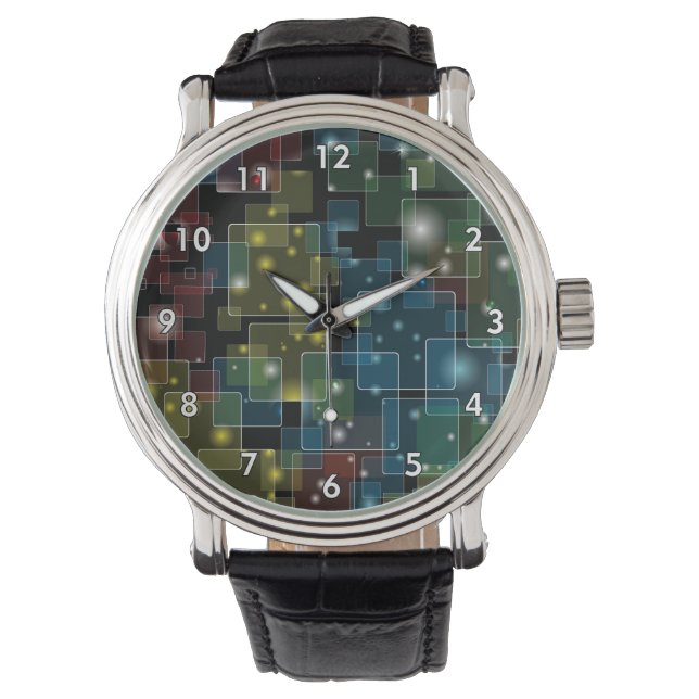 Reloj De Pulsera Coloridas plazas semitransparentes con estrellas (Anverso)