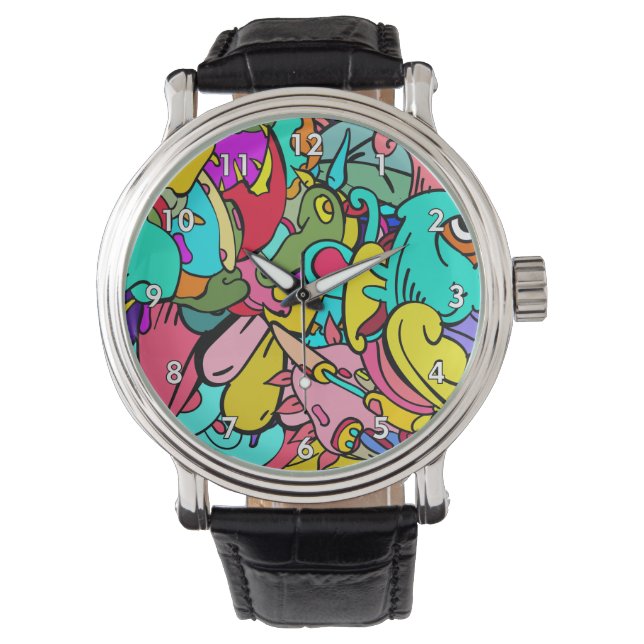 Reloj De Pulsera Colorido Abstract Doodle Art (Anverso)