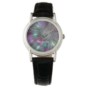 Reloj De Pulsera Colorido Big Flower Resumen nombre fractal trippy
