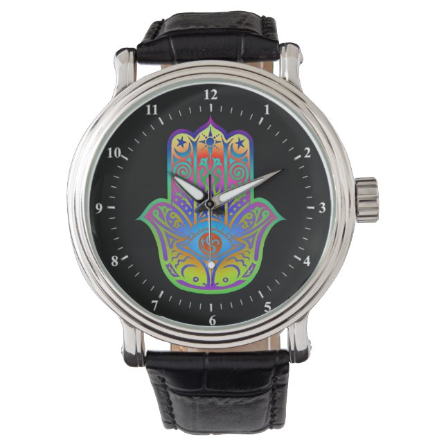 Reloj De Pulsera colorido hamsa amulet (Anverso)