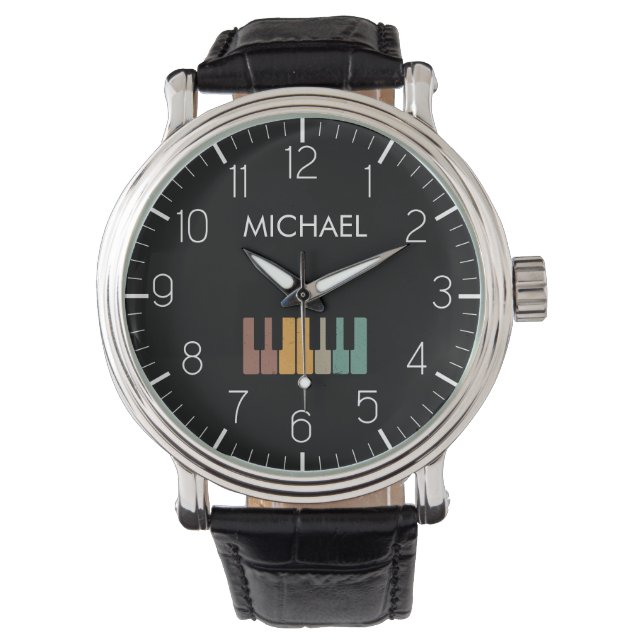 Reloj De Pulsera colorido teclado de piano música personalizada (Anverso)